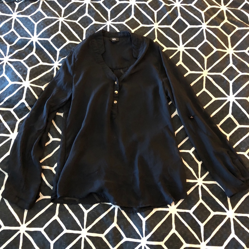 Sheer gold button top